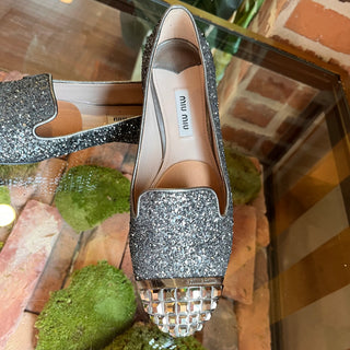 MIU MIU Silver Sequin Flats SZ 36 (US 6)