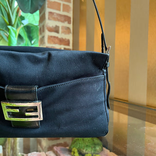 FENDI Baguette Black Neoprene Shoulder Bag