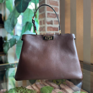 FENDI Peekaboo Iseeu Soft Large Dark Brown Leather Tote