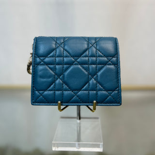 DIOR Mini Lady Dior Gardenia Deep Ocean Wallet