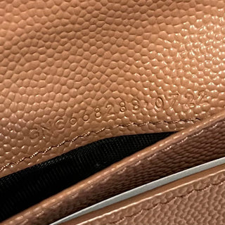 SAINT LAURENT Cassandre Matelassé Dark Beige Grain De Poudre Leather Compact Wallet