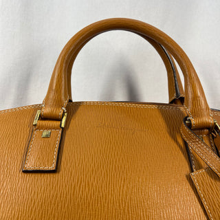 SALVATORE FERRAGAMO Tan Textured Leather Weekend Vintage Satchel Bag