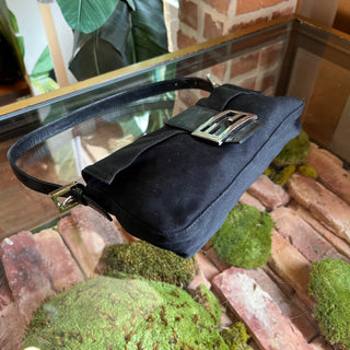 FENDI Baguette Small Black Neoprene Shoulder Bag