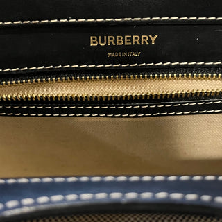 BURBERRY Mini Logo Black Pocket Canvas  Leather Tote Bag
