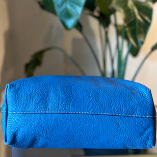 PRADA Blue Vitello Daino Leather Tote