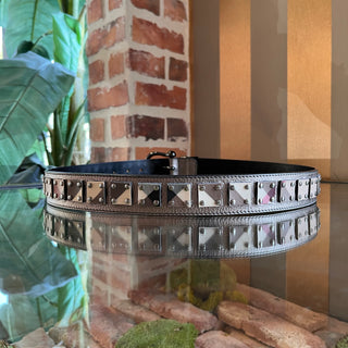 BURBERRY Multicolor Metallic Leather Coated Canvas Nova Check Square Belt 36/90