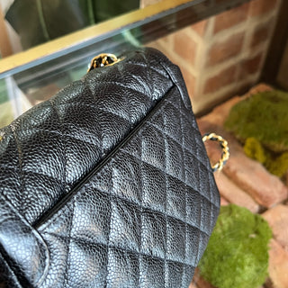 CHANEL Square Camera Black Caviar Leather Crossbody Bag