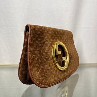 GUCCI Vintage Blondie GG Suede Monogram Clutch