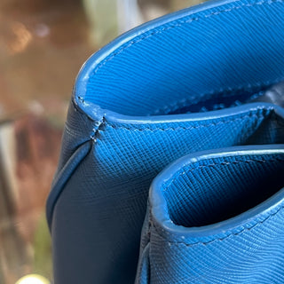 PRADA Blue Saffiano Lux Leather Tote Bag