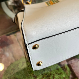 FENDI Peekaboo Mini White Leather Top Handle