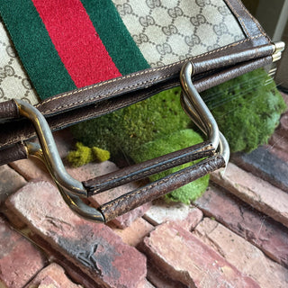 GUCCI Vintage Vertical GG Monogram Supreme Web Tote Top Handle Bag