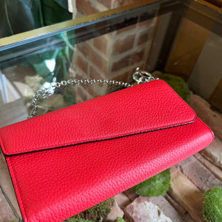 DIOR Diorissimo Red Bullcalf Leather Envelope Flap Wallet
