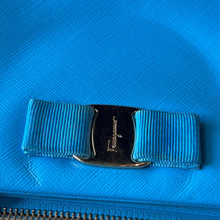 SALVATORE FERRAGAMO Vara Tracy Blue Satchel Shoulder Bag