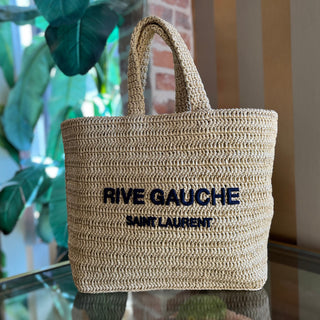 SAINT LAURENT Rive Gauche Natural Raffia Tote Bag