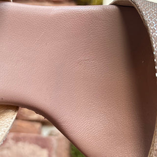 JIMMY CHOO Pink Woven Silver Metallic Cork Wedges SZ 35.5 (US 5.5)