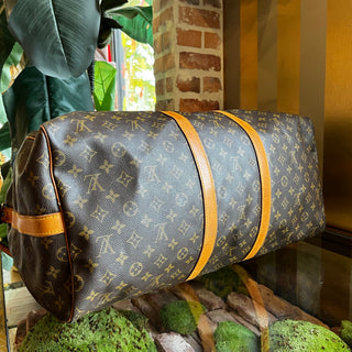 LOUIS VUITTON  Keepall Bandouliere 55 Brown Monogram Canvas Duffle Bag