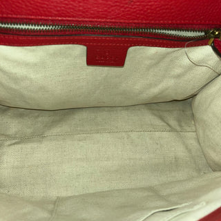 GUCCI GG Marmont Red Pebbled Leather Top Handle Bag