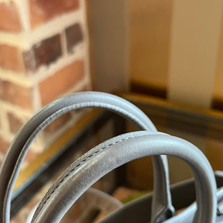 SAINT LAURENT Baby Monogram Downtown Cabas Gray Leather 2-Way Tote