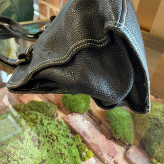 PRADA Vintage Vitello Daino Black Leather Shoulder Bag