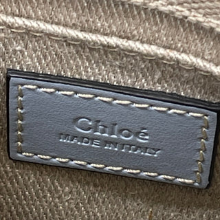 CHLOE Beige & Blue Stripe Canvas Tote Bag