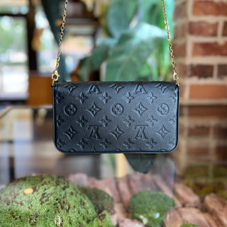 LOUIS VUITTON Pochette Felicie Black Empreinte Leather Crossbody