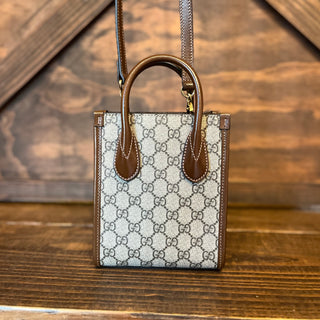 GUCCI Mini Interlocking G Patch GG Coated Canvas Tote Bag