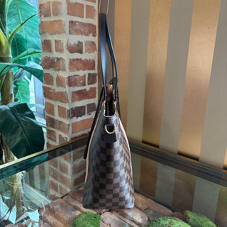 LOUIS VUITTON Damier Canvas and Magnolia Taurillon Leather Jersey Tote Bag