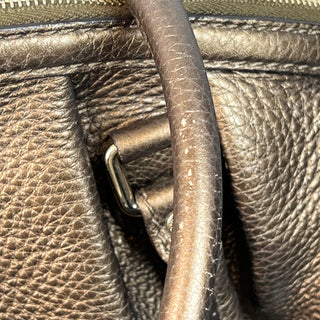 GUCCI Metallic Gold Grained Leather Two-Way Satchel Bag