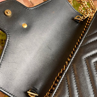 GUCCI Black Marmont Chevron Matelasse Crossbody