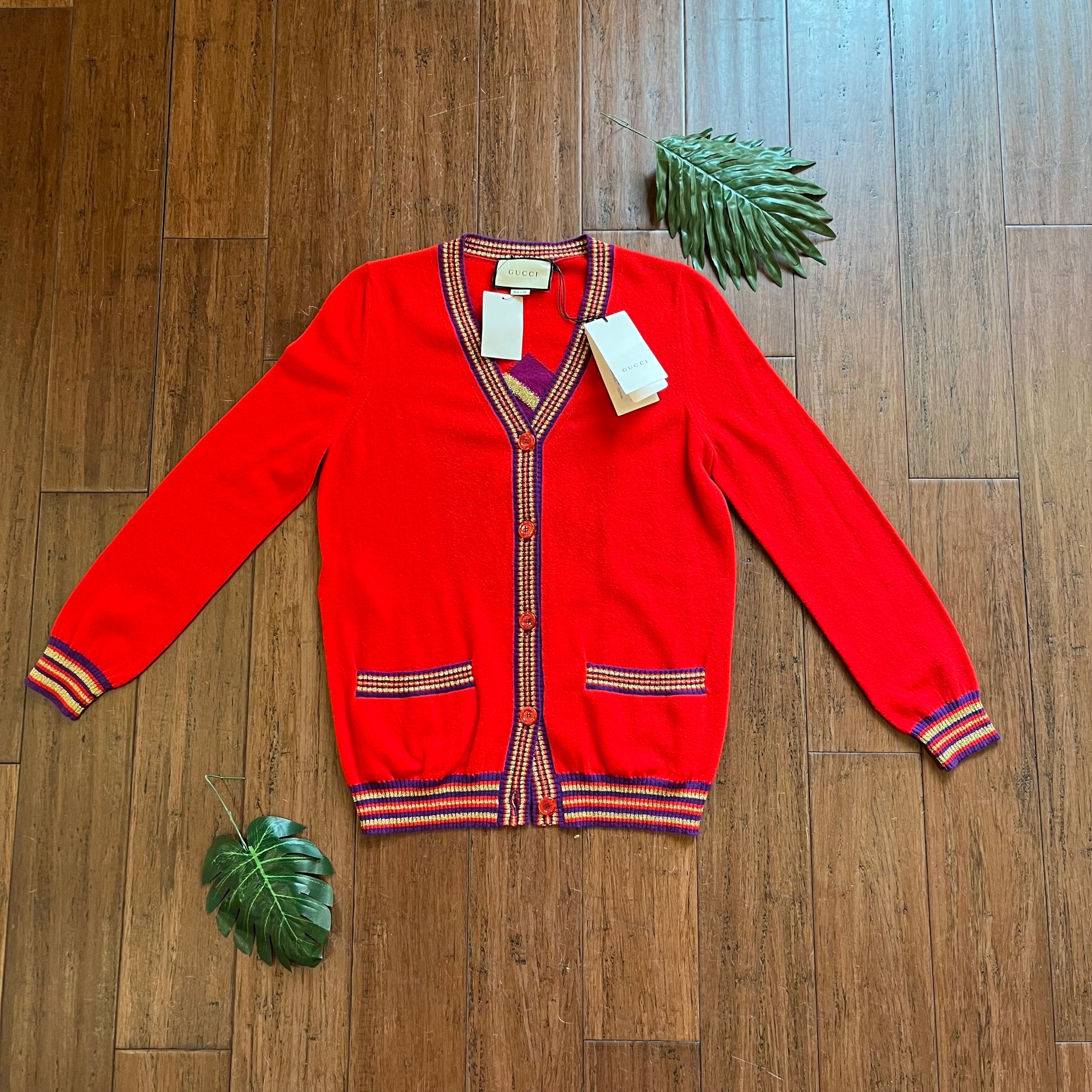 GUCCI Red XL Wool Cardigan