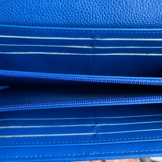 CHANEL Large Gusset Flap Blue Caviar Quilted Wallet