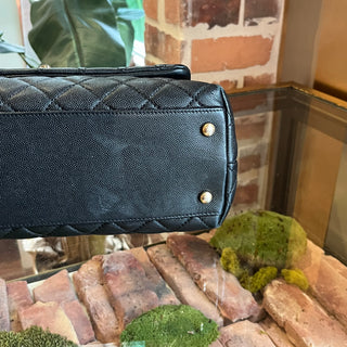 CHANEL Black Caviar Leather Top Handle Bag
