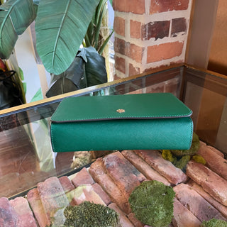 TORY BURCH Green Saffiano Leather Crossbody