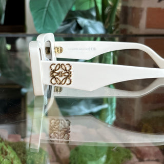 LOEWE LW40101I Ivory Acetate Concave Rectangle Sunglasses