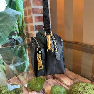 PRADA Camera Black Saffiano Leather Zip Crossbody