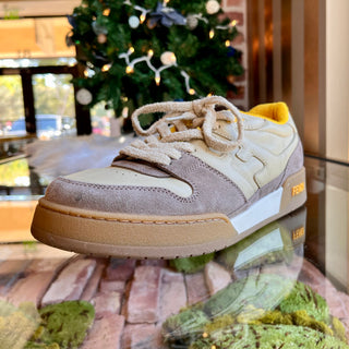 FENDI Beige Match Suede Leather Low Top Sneakers SZ41(11US)