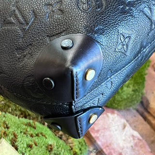 LOUIS VUITTON Petite Malle Souple Black Monogram Empreinte Leather Top Handle Bag
