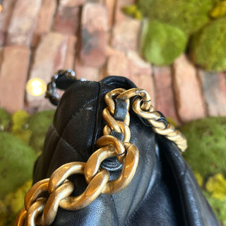 CHANEL 19 Medium Black Quilted Goatskin Shoulder Bag