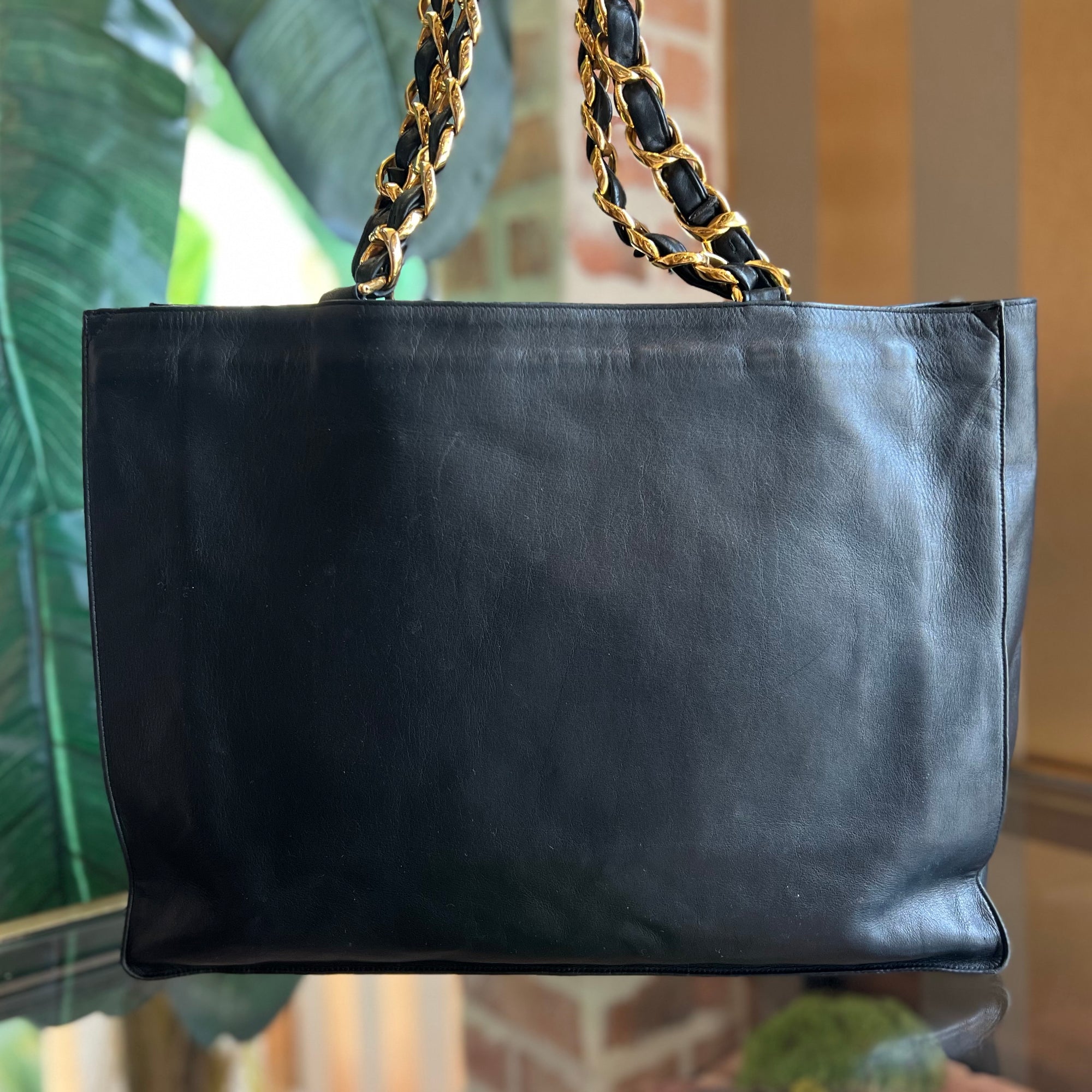 CHANEL Black Calfskin Leather Timeless Tote Bag TS