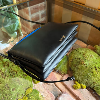 CELINE Trio Black Smooth Lambskin Leather Flap Crossbody