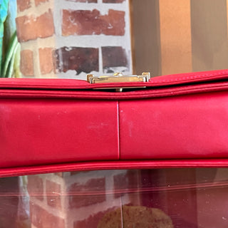 CHANEL Boy Flap New Medium Quilted Red Calfskin Shoulder Bag