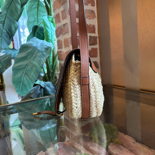 CHLOE Brown Wicker Marcia Raffia Woven Crossbody