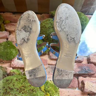 VALENTINO Blue Leather Rockstud Sandals SZ 38.5 (US 8.5)
