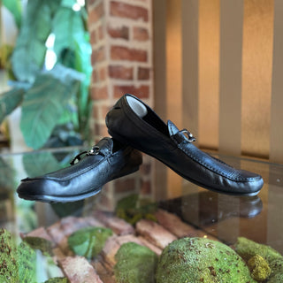 FERRAGAMO Mens Black Leather Loafers SZ 10