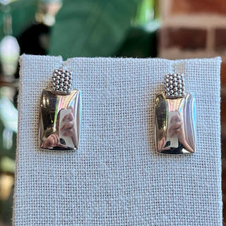 LAGOS 925 Sterling Silver Rectangle Caviar Beaded Earrings