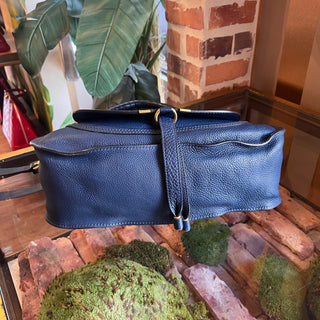 CHLOE Marcie Medium Royal Navy Calfskin Leather Shoulder Bag