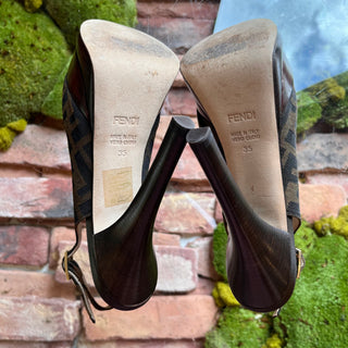 FENDI Zucca Canvas Slingback Heels SZ 35 (US 5)