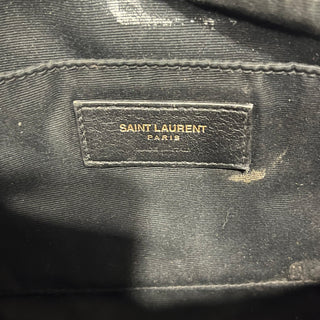 SAINT LAURENT Lou Navy Blue Calfskin Matelasse Monogram Crossbody Bag