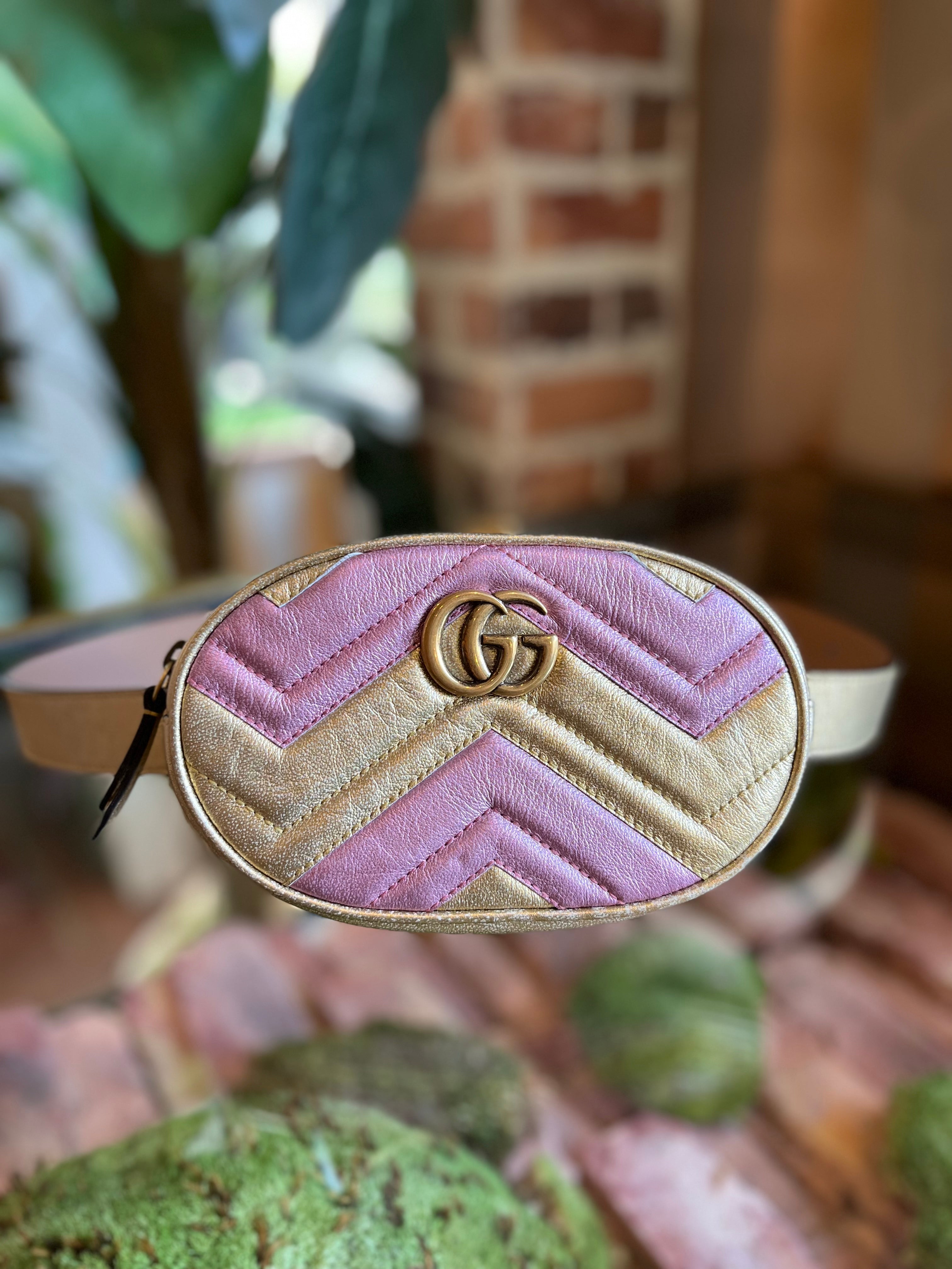 Gucci GG Marmont Leather Belt Bag Perfect Pink