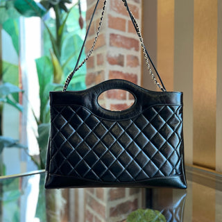 CHANEL Medium 31 Shopping Shiny Quilted Lambskin Tote Bag